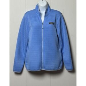 LL Bean Women's Ridge Fleece Full Zip Jacket Blue Ribbed Mock Neck Size M REG